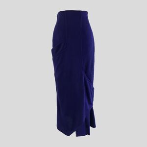 Vintage 80s Anna Spinello Purple Knit Bodycon Stretch Midi Skirt, Womens XS/S